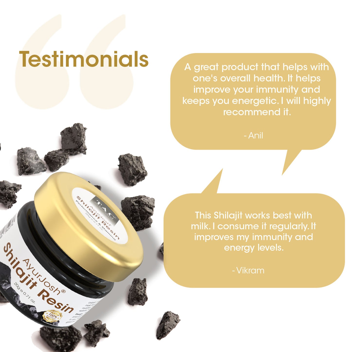 100% Natural Pure Shilajit Resin for Improving Immunity, Metabolism & Stamina (Pack of 2)
