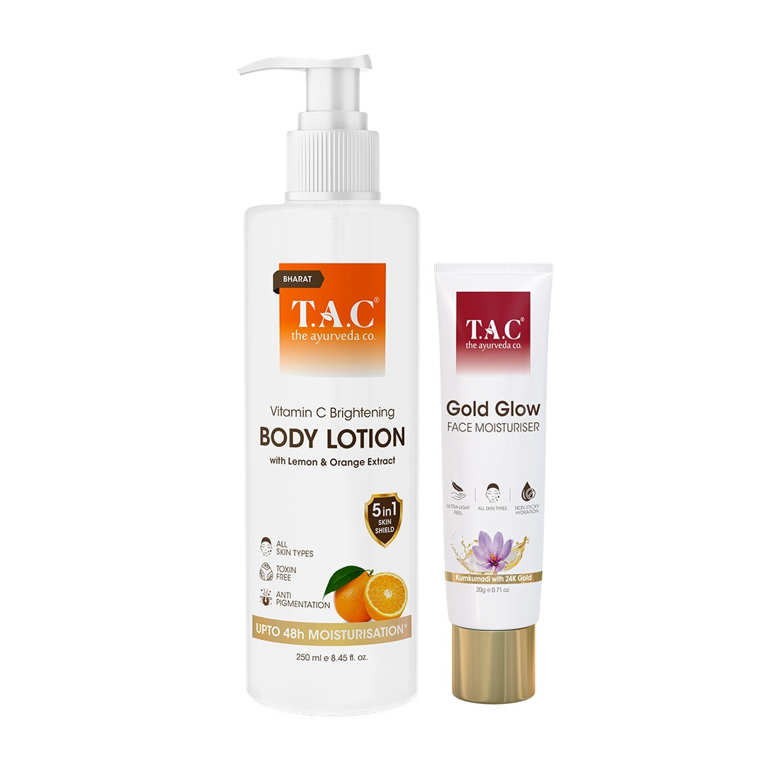 Combo of Vitamin C Brightening Body Lotion and Kumkumadi Face Moisturiser